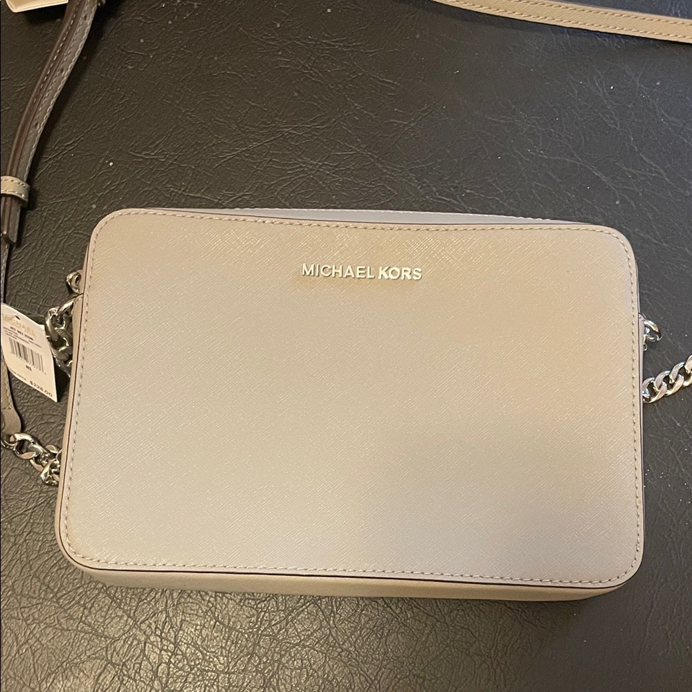 NWT Michael Kors Light Gray Crossbody Bag